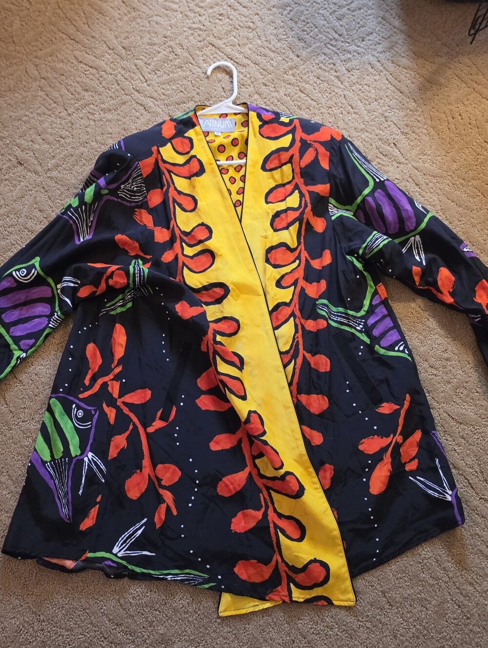 Vintage Platinum by Dorothy Schoelen Tropical Open Front Jacket Size Medium